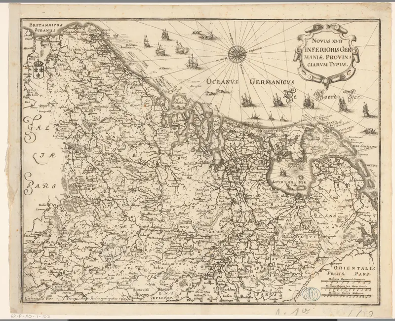 Kaart van de Zeventien Provinciën Wall Art by Caspar Merian - High-Resolution Digital Print