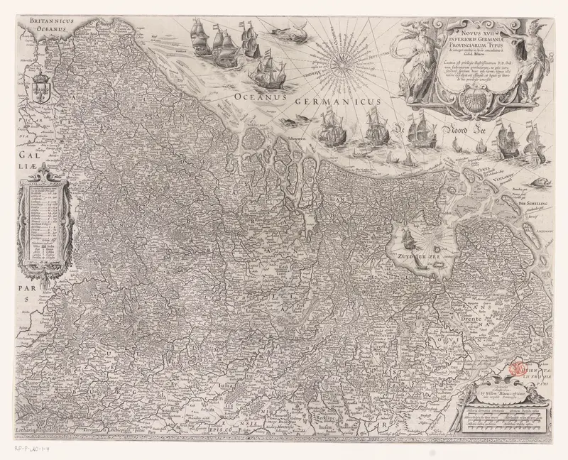 Kaart van de Zeventien Provinciën Wall Art by Johannes Willemszoon Blaeu - High-Resolution Digital Print