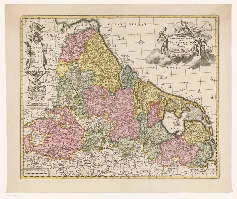Kaart van de Zeventien Provinciën Wall Art by Abraham Jansz. Deur - High-Resolution Digital Print