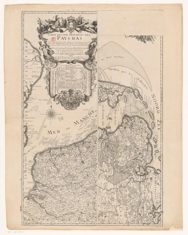 Kaart van de Zeventien Provinciën (blad links en blad rechtsboven) Wall Art by Unknown - High-Resolution Digital Print