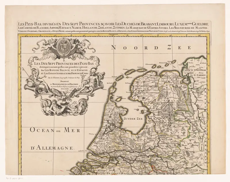 Kaart van de Zeventien Provinciën (bovenste deel) Wall Art by Pieter Mortier (I) - High-Resolution Digital Print