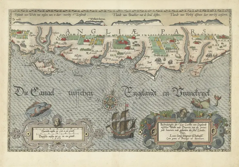 Kaart van de Zuidengelse kust tussen de Isle of Wight en Dover Wall Art by Unknown - High-Resolution Digital Print