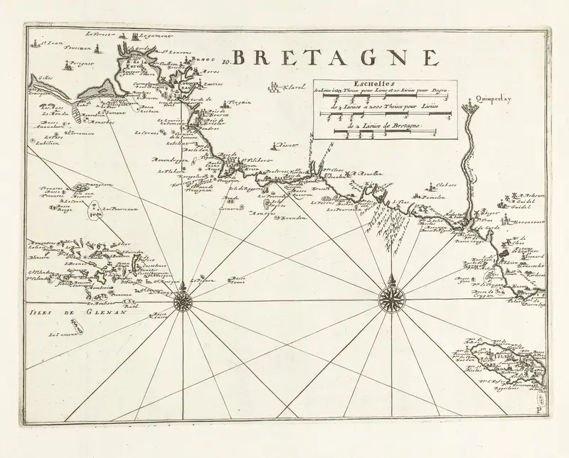 Kaart van de zuidkust van Bretagne, ca. 1702 Wall Art by anonymous - High-Resolution Digital Print