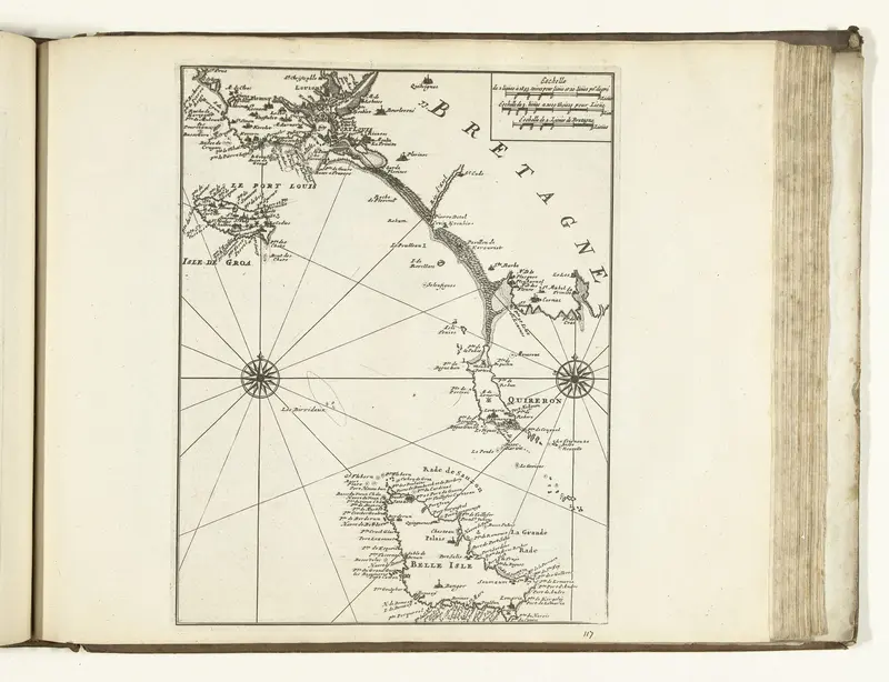 Kaart van de zuidkust van Bretagne tussen Port-Louis en Belle Ile, 1726 Wall Art by Pieter van der Aa (I) - High-Resolution Digital Print