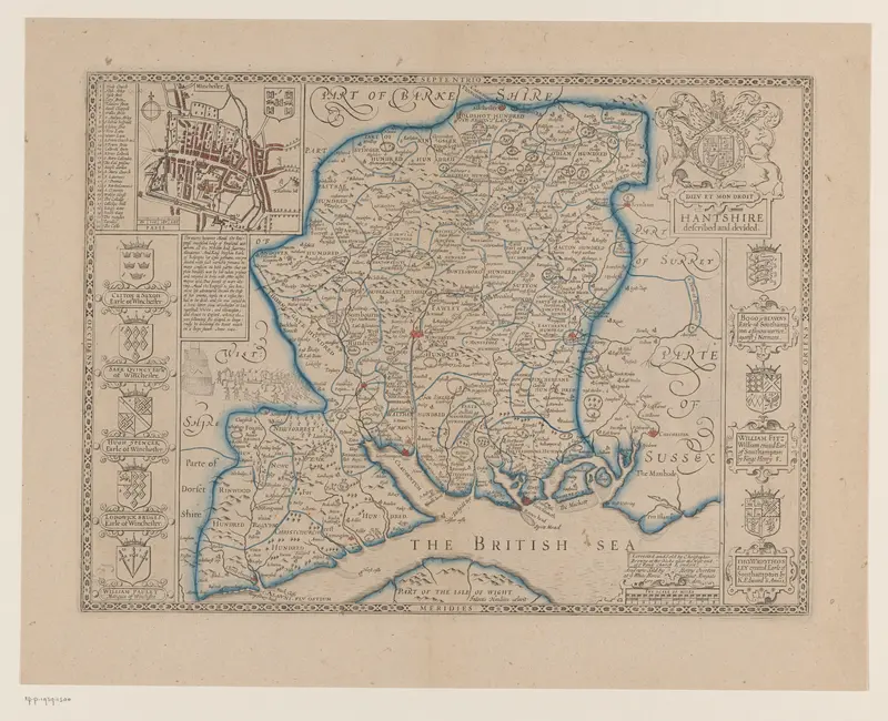 Kaart van de zuidkust van Engeland met een gedeelte van het eiland Wight Wall Art by Henry Overton (I) - High-Resolution Digital Print