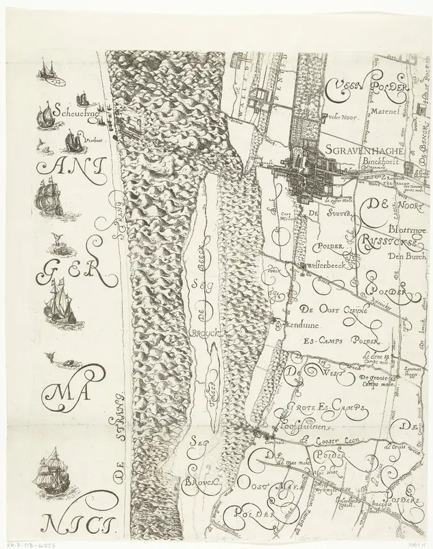 Kaart van Delfland (blad links midden) Wall Art by Balthasar Florisz. van Berckenrode - High-Resolution Digital Print