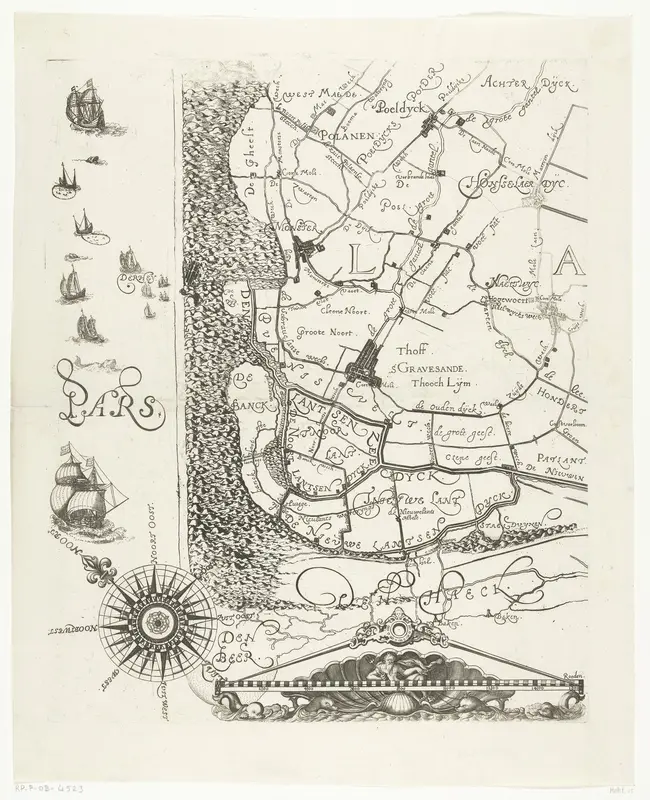 Kaart van Delfland (blad linksonder) Wall Art by Balthasar Florisz. van Berckenrode - High-Resolution Digital Print