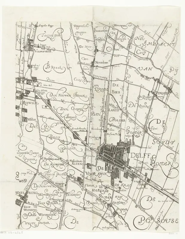 Kaart van Delfland (blad midden) Wall Art by Floris Balthasarsz. van Berckenrode - High-Resolution Digital Print