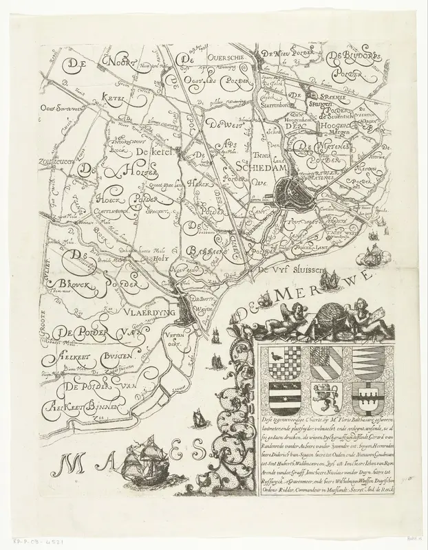 Kaart van Delfland (blad rechtsonder) Wall Art by Balthasar Florisz. van Berckenrode - High-Resolution Digital Print