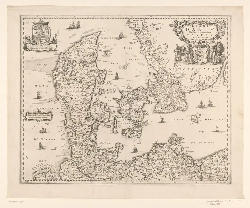 Kaart van Denemarken Wall Art by unknown - High-Resolution Digital Print