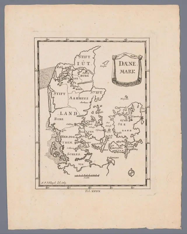 Kaart van Denemarken Wall Art by anonymous - High-Resolution Digital Print