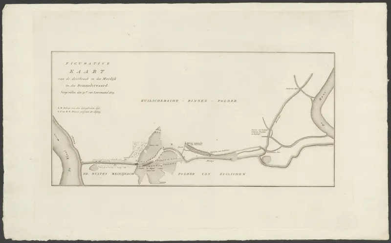 Kaart van dijkdoorbraak in de Bommelerwaard, 1809 Wall Art by Johannes Allart - High-Resolution Digital Print