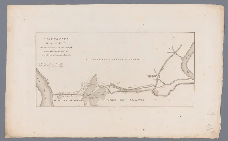 Kaart van dijkdoorbraak in de Bommelerwaard, 1809 Wall Art by Jacobus Ruys - High-Resolution Digital Print