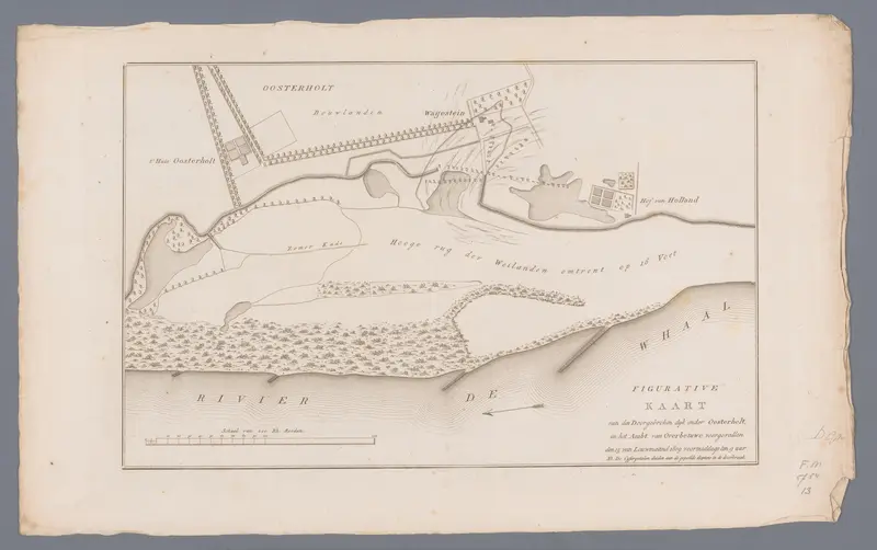 Kaart van dijkdoorbraak onder Oosterhout, 1809 Wall Art by Jacobus Ruys - High-Resolution Digital Print