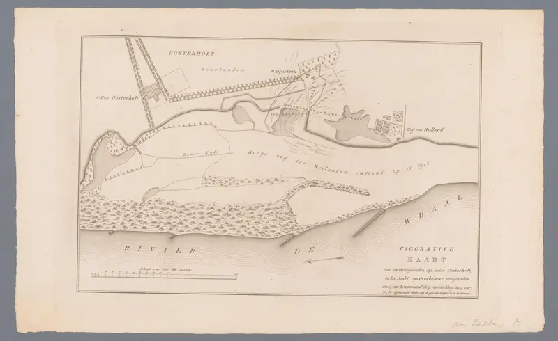 Kaart van dijkdoorbraak onder Oosterhout, 1809 Wall Art by Johannes Allart - High-Resolution Digital Print