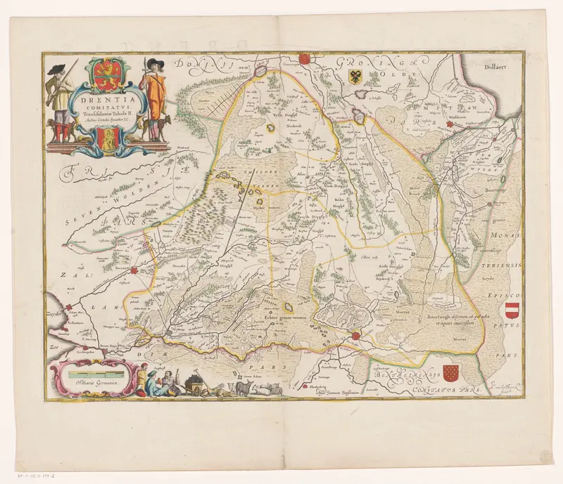Kaart van Drenthe Wall Art by Johannes Janssonius van Waesberge (I) - High-Resolution Digital Print