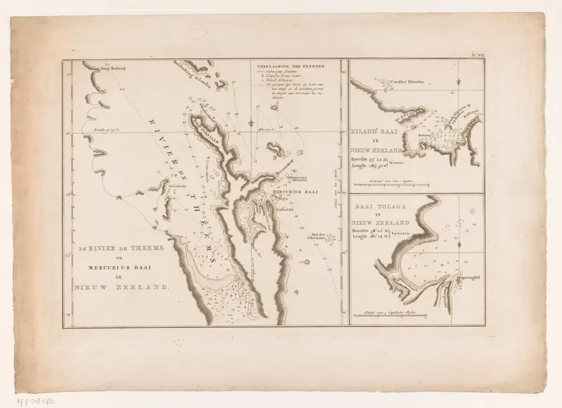 Kaart van drie baaien in Nieuw-Zeeland Wall Art by Isaac van Cleef - High-Resolution Digital Print