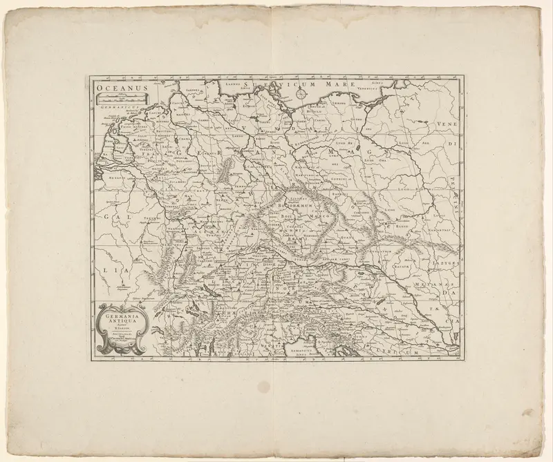 Kaart van Duitsland in de Romeinse tijd Wall Art by anonymous - High-Resolution Digital Print