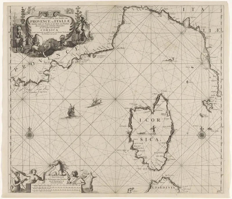 Kaart van een deel van de Middellandse Zeekust van Frankrijk en de noordkust van Italië Wall Art by anonymous - High-Resolution Digital Print