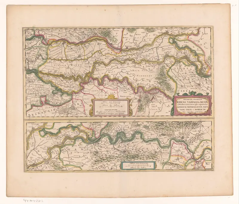 Kaart van een deel van het verloop van de Rijn, de Waal en de Maas Wall Art by Johannes Janssonius - High-Resolution Digital Print