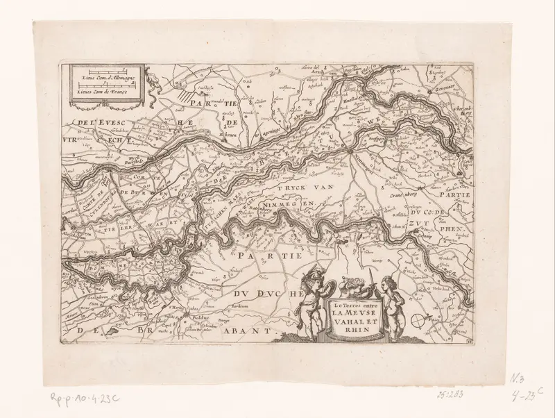 Kaart van een deel van het verloop van de Rijn, Maas en Waal Wall Art by anonymous - High-Resolution Digital Print