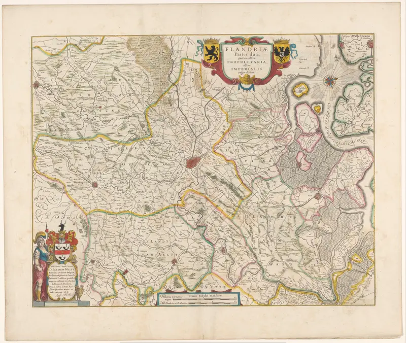 Kaart van Eigenlijk en Rijks-Vlaanderen Wall Art by Johannes Willemszoon Blaeu - High-Resolution Digital Print