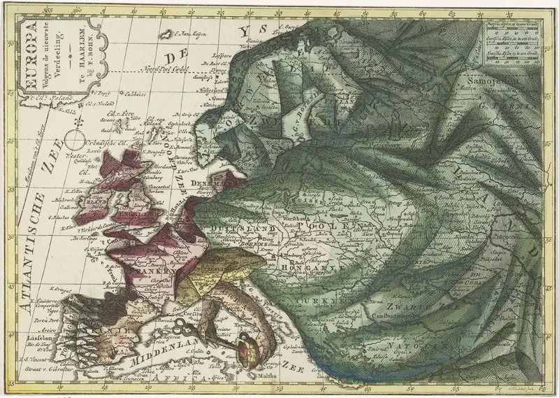 Kaart van Europa, ingekleurd als koningin Wall Art by Unknown - High-Resolution Digital Print