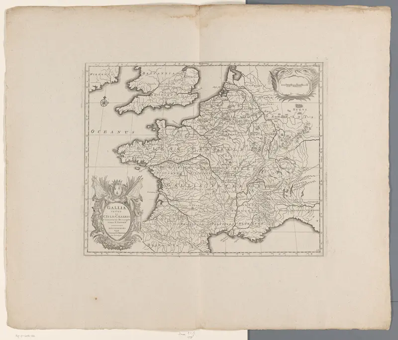 Kaart van Frankrijk in de Romeinse tijd Wall Art by anonymous - High-Resolution Digital Print