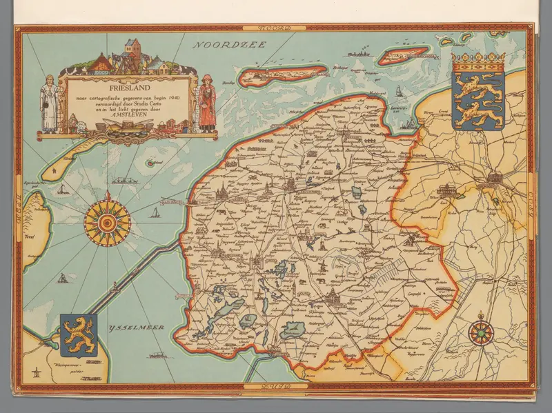 Kaart van Friesland, 1940 Wall Art by Unknown - High-Resolution Digital Print
