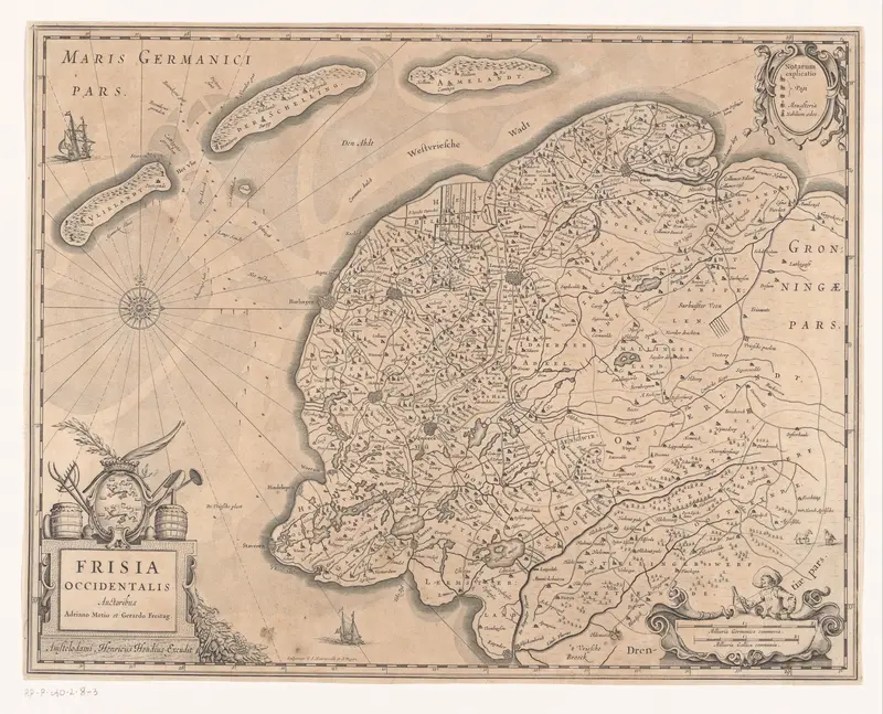 Kaart van Friesland, Vlieland, Terschelling en Ameland Wall Art by Unknown - High-Resolution Digital Print