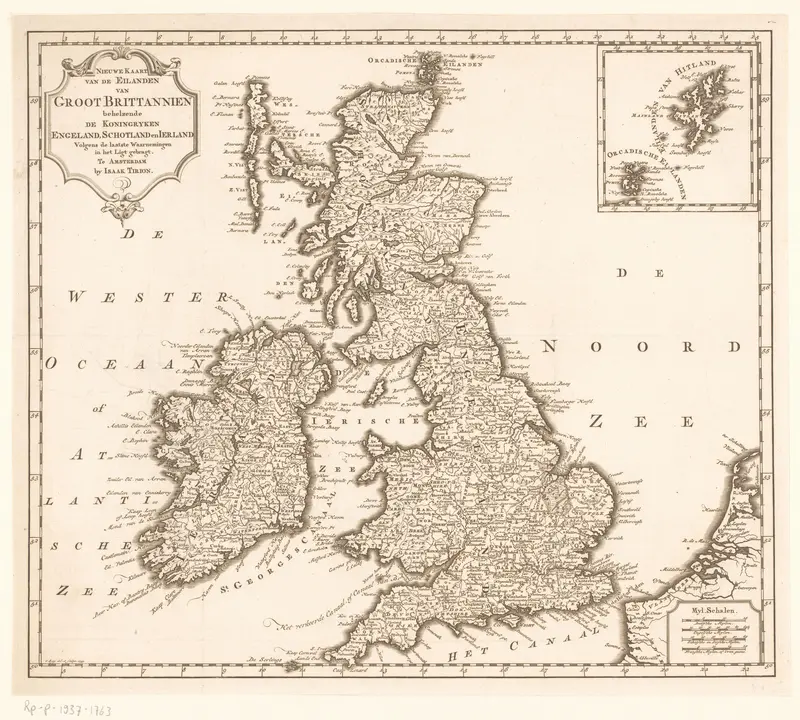 Kaart van Groot-Brittannië en Ierland Wall Art by Unknown - High-Resolution Digital Print