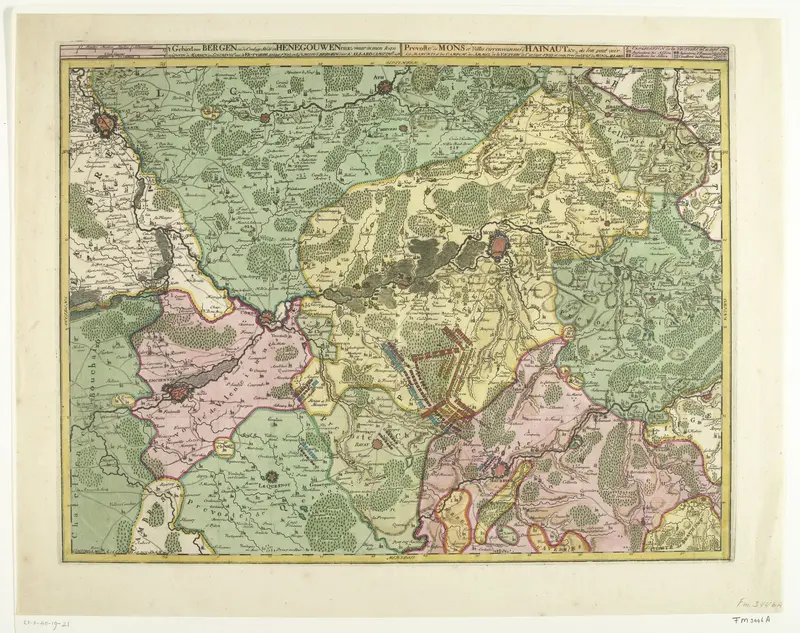Kaart van Hengouwen met Bergen en omliggende steden, 1709 Wall Art by Unknown - High-Resolution Digital Print
