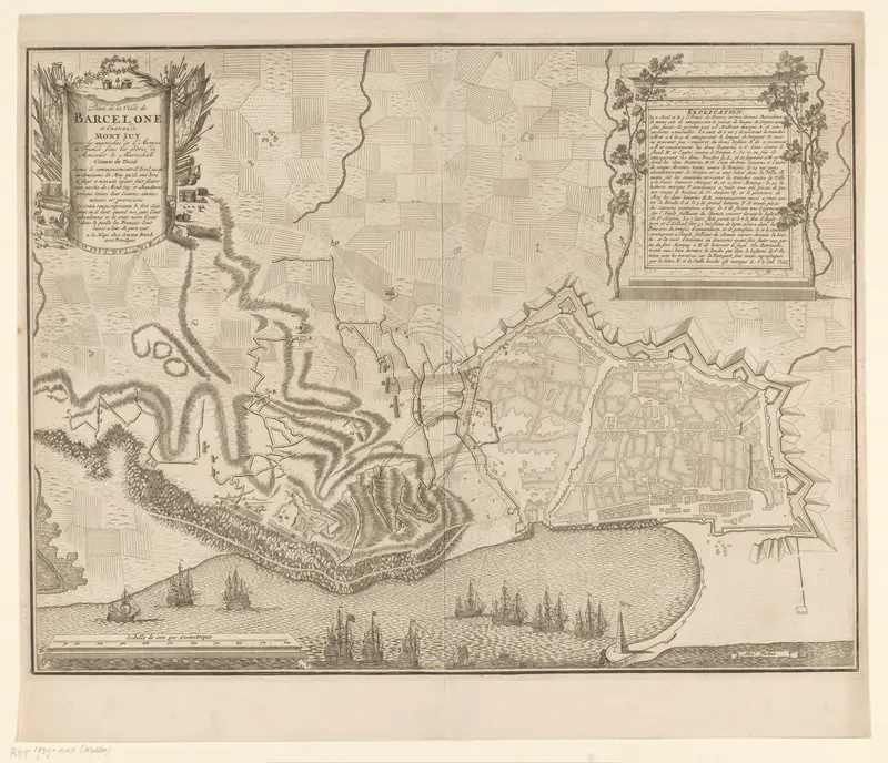 Kaart van het beleg van Barcelona, 1706 Wall Art by Unknown - High-Resolution Digital Print