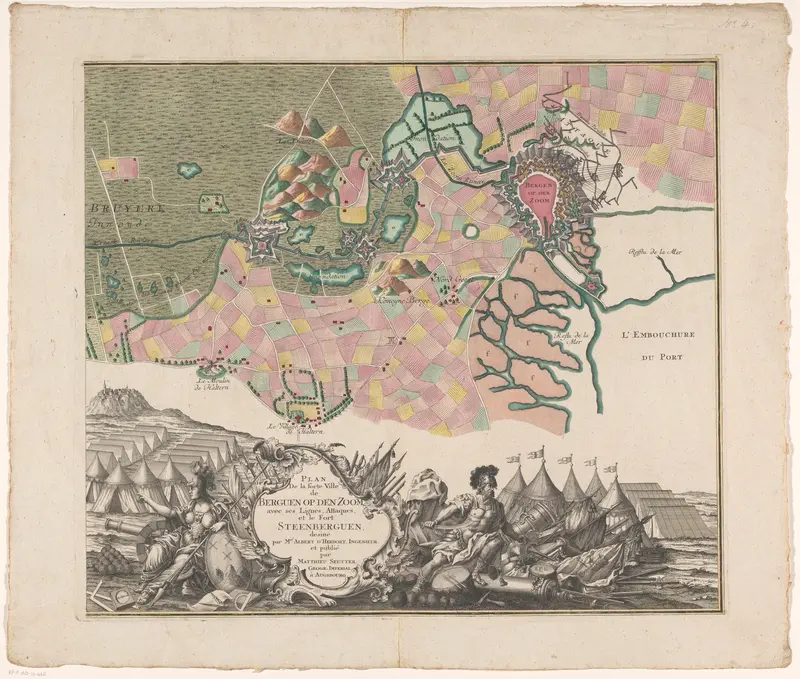 Kaart van het Beleg van Bergen op Zoom, 1747 (rechterdeel) Wall Art by Unknown - High-Resolution Digital Print