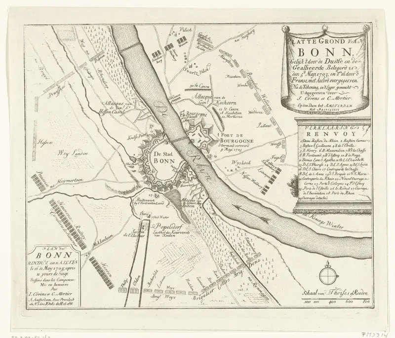 Kaart van het beleg van Bonn door de Geallieerden, 1703 Wall Art by anonymous - High-Resolution Digital Print
