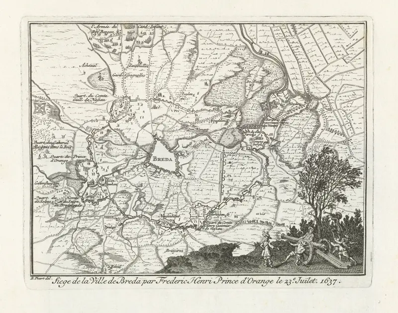 Kaart van het beleg van Breda door Frederik Hendrik, 1637 Wall Art by Pierre Humbert - High-Resolution Digital Print