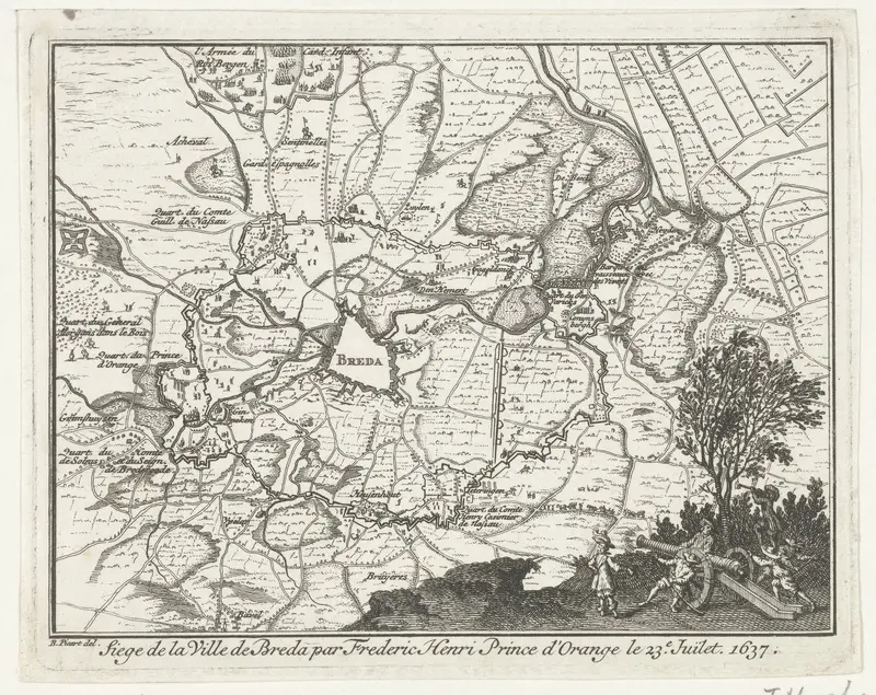Kaart van het beleg van Breda door Frederik Hendrik, 1637 Wall Art by Unknown - High-Resolution Digital Print