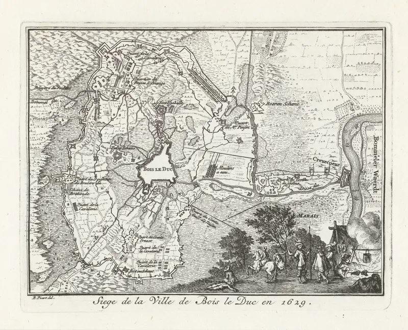 Kaart van het beleg van Den Bosch door Frederik Hendrik, 1629 Wall Art by Pierre Humbert - High-Resolution Digital Print