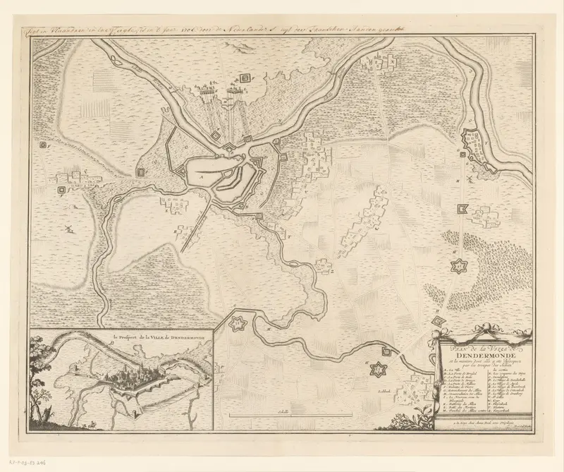 Kaart van het beleg van Dendermonde, 1706 Wall Art by Unknown - High-Resolution Digital Print