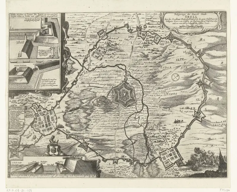 Kaart van het beleg van Groenlo door Frederik Hendrik, 1627 Wall Art by Jodocus Janssonius - High-Resolution Digital Print