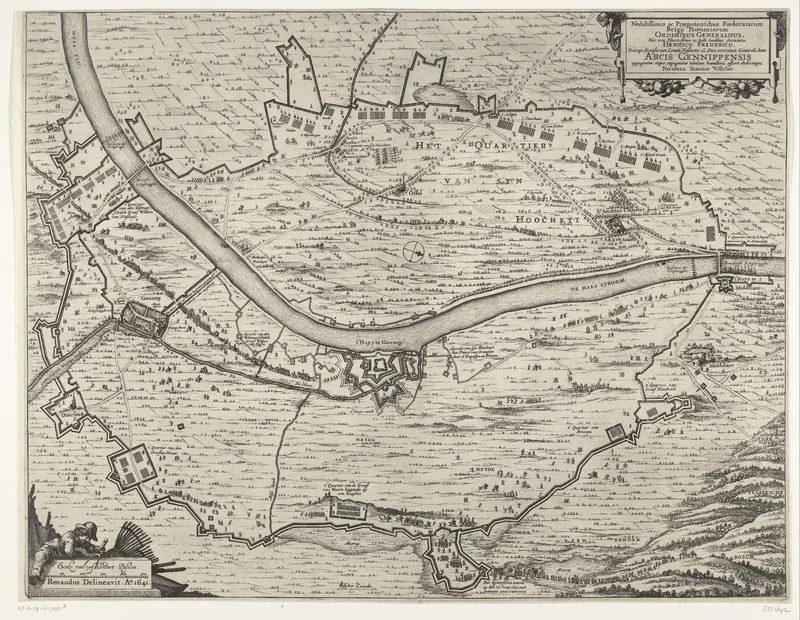 Kaart van het beleg van Huis te Gennep (hoofdblad), 1641 Wall Art by Unknown - High-Resolution Digital Print