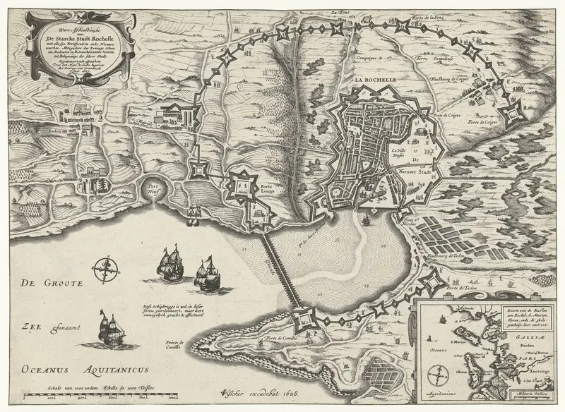 Kaart van het beleg van La Rochelle, 1627-1628 Wall Art by Unknown - High-Resolution Digital Print