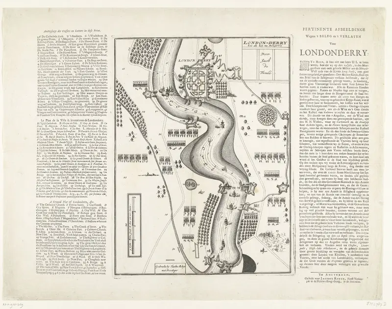 Kaart van het beleg van Londonderry, 1689 Wall Art by anonymous - High-Resolution Digital Print