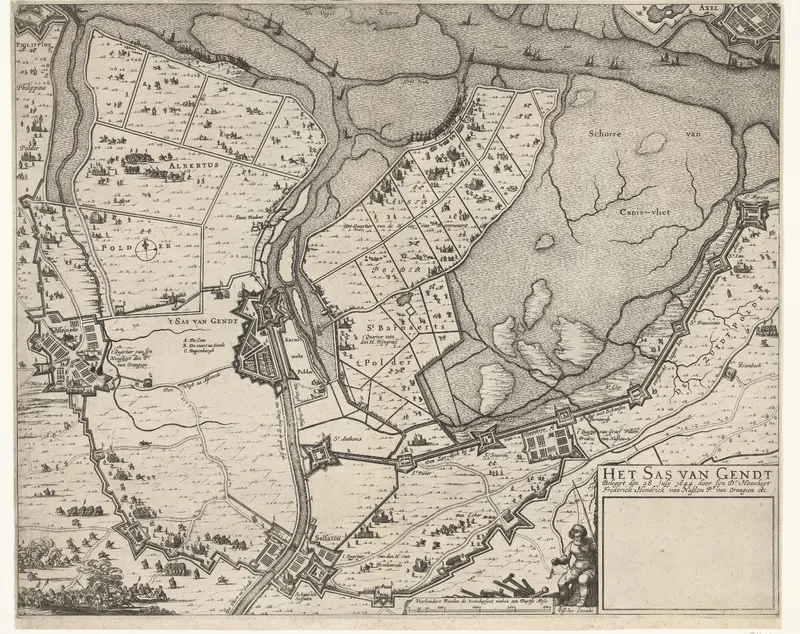 Kaart van het beleg van Sas-van-Gent, 1644 Wall Art by Unknown - High-Resolution Digital Print