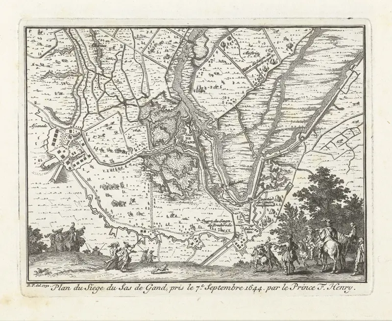 Kaart van het beleg van Sas-van-Gent door Frederik Hendrik, 1629 Wall Art by Pierre Humbert - High-Resolution Digital Print