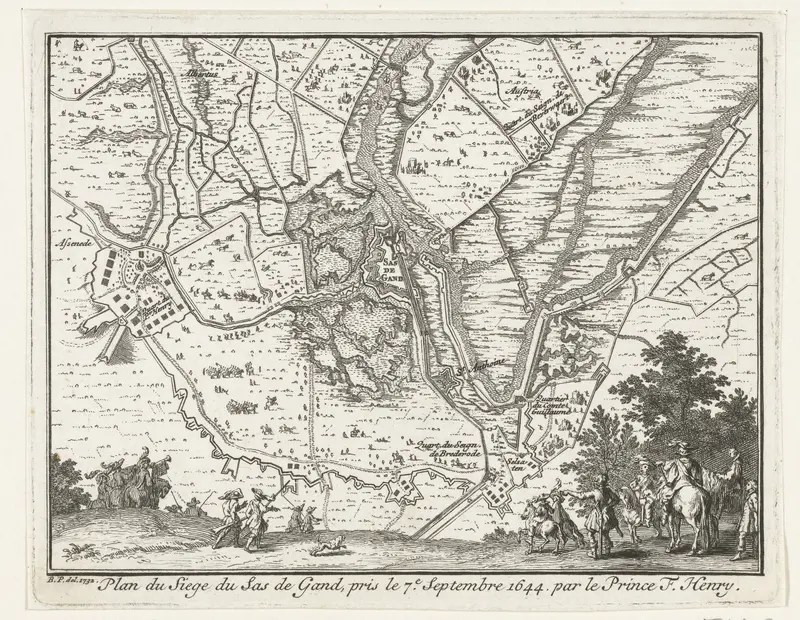 Kaart van het beleg van Sas-van-Gent door Frederik Hendrik, 1629 Wall Art by Unknown - High-Resolution Digital Print