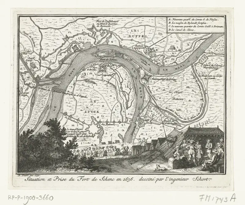 Kaart van het beleg van Schenckenschans, 1636 Wall Art by Unknown - High-Resolution Digital Print