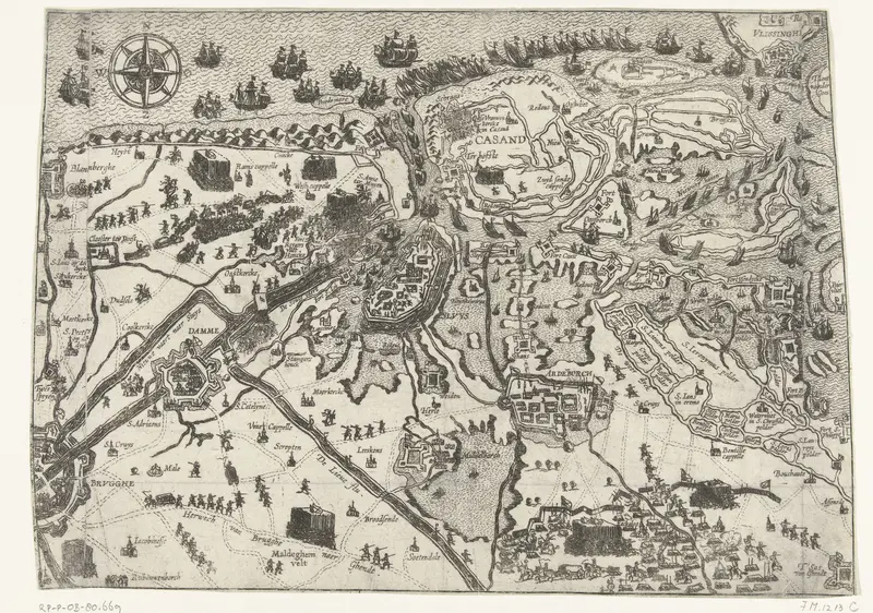 Kaart van het beleg van Sluis door het Staatse leger onder Maurits, 1604 Wall Art by anonymous - High-Resolution Digital Print