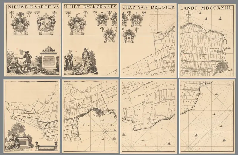 Kaart van het dijkgraafschap Drechterland, bestaande uit acht delen Wall Art by Govert Oostwoudt - High-Resolution Digital Print