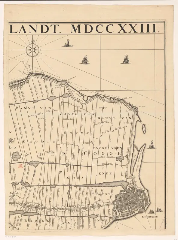 Kaart van het dijkgraafschap Drechterland (vierde deel van boven) Wall Art by Govert Oostwoudt - High-Resolution Digital Print